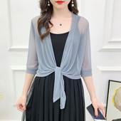 胖MM外搭罩衫 网纱开衫 小外套配裙子 上衣大码 夏季 防晒披肩女薄款