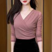 2026春季 减龄百搭 遮肚子显瘦小衫 新款 洋气独特别致上衣高级感长袖