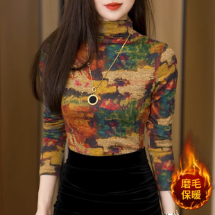 上衣高品质小衫 减龄洋气百搭长袖 女2025新款 半高领加绒内搭打底衫