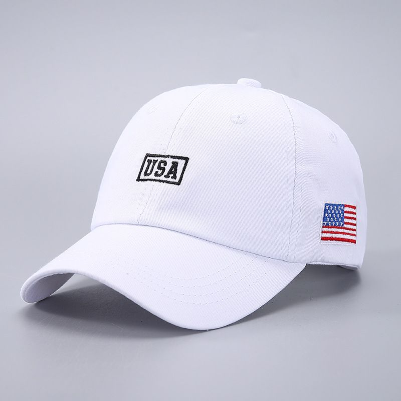 2026新款亚马逊刺绣小国旗棒球帽纯棉USA字母弯檐鸭舌帽工厂现货