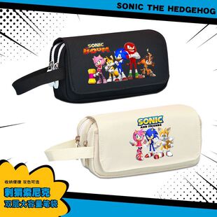 刺猬索尼克Sonic the Hedgehog卡通动漫帆布笔袋学生大容量文具盒