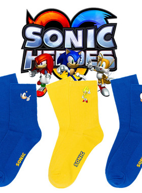 索尼克Sonic the Hedgehog男女中筒简约彩色棉袜户外运动透气袜子