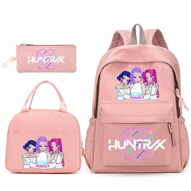 外贸KPOP猎魔女团周边印花双肩包午餐包休闲笔袋中小学生书包套装