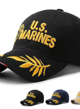 户外棒球帽 US MARINES刺绣棒球帽 海军陆战队棒球帽 军事迷彩帽