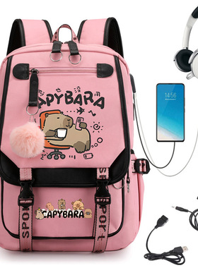 外贸卡皮巴拉 Capibara 校园可爱中学生书包大容量双肩背包 跨境