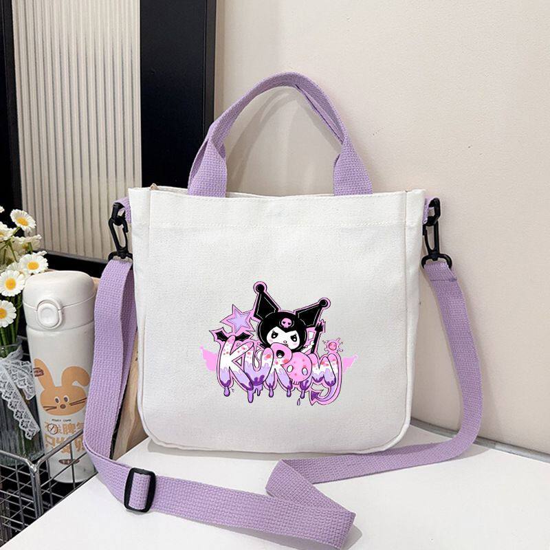 亚马逊热销 库洛米Kuromi 印花帆布包女士单肩手提购物袋子0607