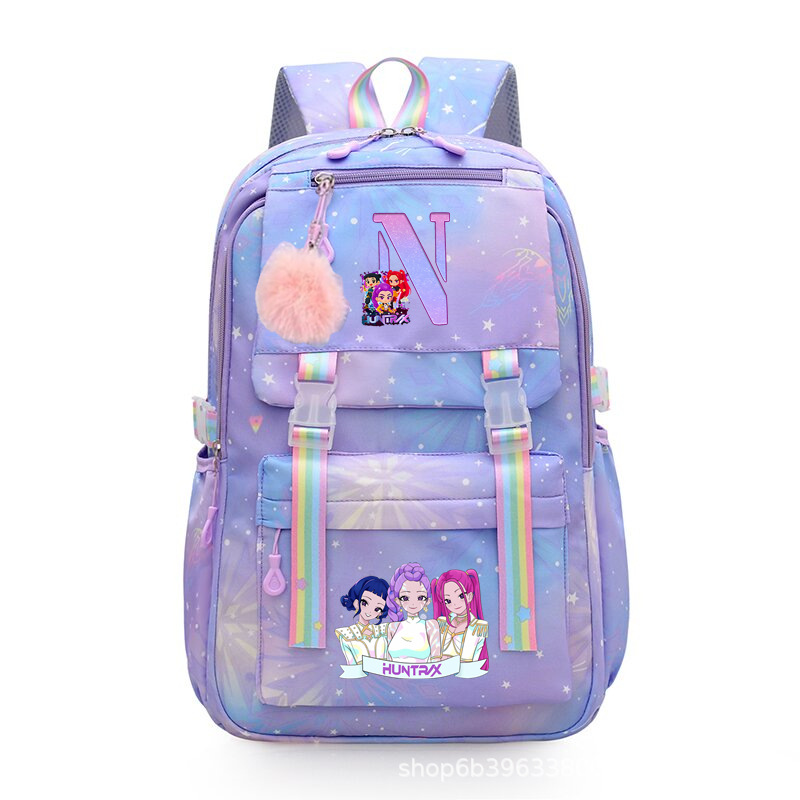 外贸猎魔女团KPop Demon Hunters字母印花双肩包休闲大容量背包