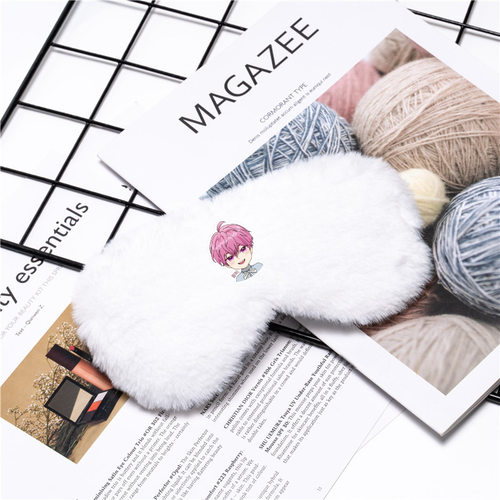 KPOP PLAVE男团秋冬季新款卡通眼罩柔软仿兔毛遮光印花秋冬睡眠护