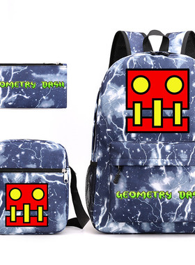 几何冲刺游戏geometry dash三件套书包男女学生校园款笔袋帆布包