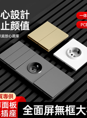 欧盟16A德式欧标欧规带typec灰色俄罗斯德国德标连体插座开关面板