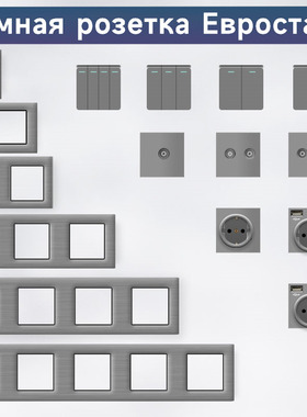 16A欧标法式typec欧规连体面板欧式USB充电俄罗斯德标铝拉丝面板