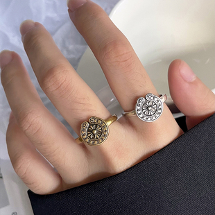 十字架船舵戒指男款小众设计925银2025年新款高级感百搭开口指环