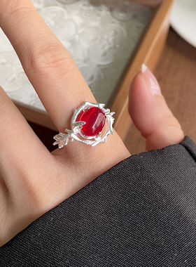 合金荆棘红宝石小众设计饰品现货