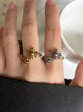 复古朋克不掉色925银开口戒指