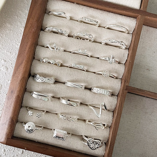 简约白银饰品不掉色韩国ins风复古个性百搭开口925银戒指女