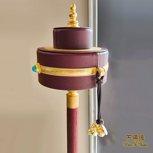 长柄学院双层手摇转轮转金筒座子特大号家用摆件彩绘大号树脂底座