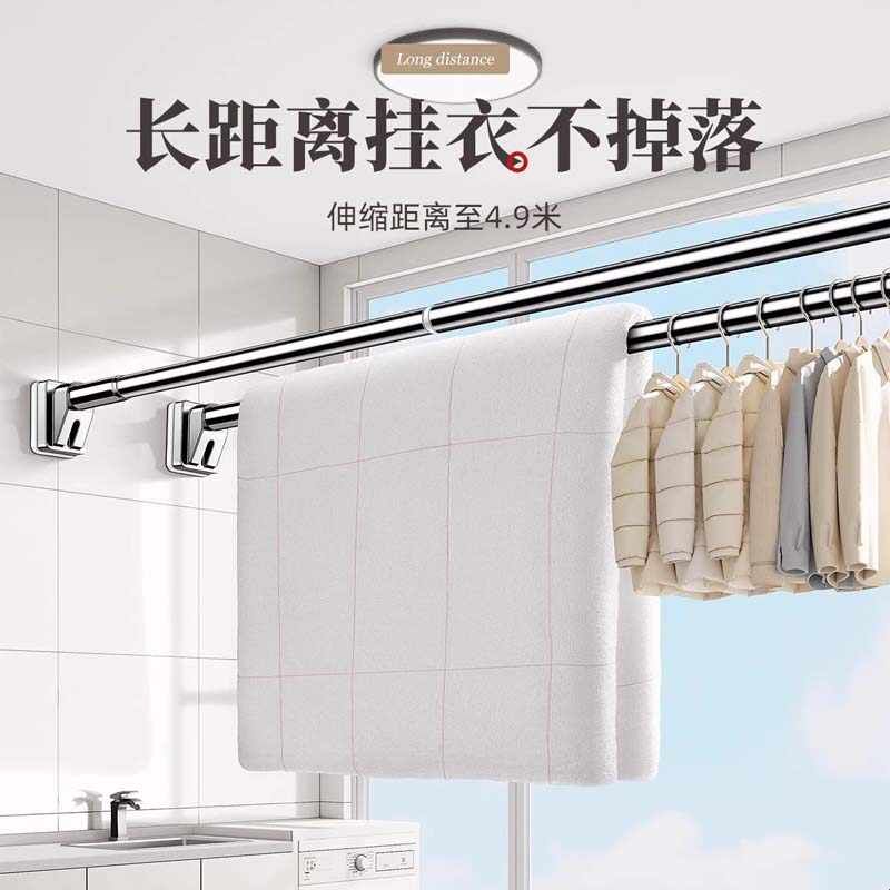 伸缩杆晾衣杆免打孔窗帘衣柜撑杆卫生间免钉支撑架收缩挂浴帘杆子图片