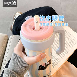 可爱保温杯女生大容量吸管水杯女新款2025高颜值办公室保冷冰霸杯