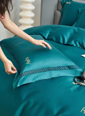 夹棉床盖款轻奢四件套双股长绒棉100s全棉贡缎纯棉床单被套床品