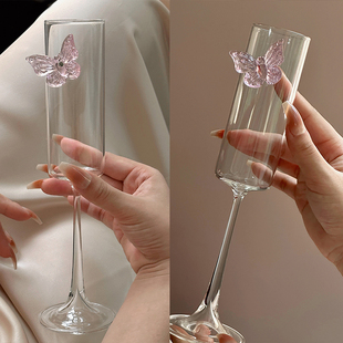 泽滕家高脚玻璃酒杯子女生特别好看可爱香槟夏天冰冷饮威士忌果汁
