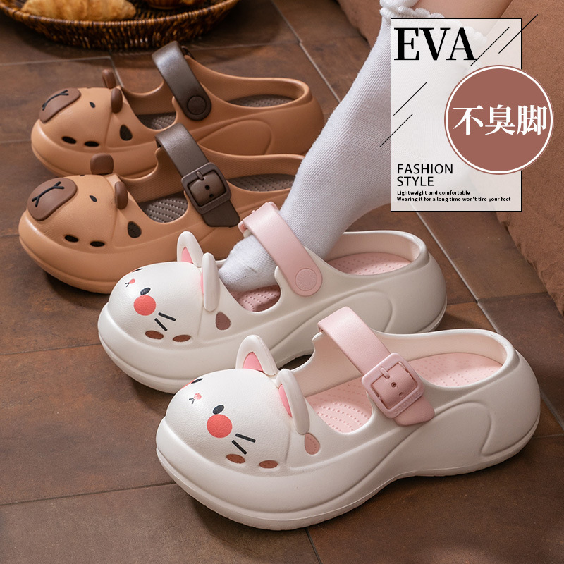 日本MUJ猫咪洞洞鞋女夏季外穿202