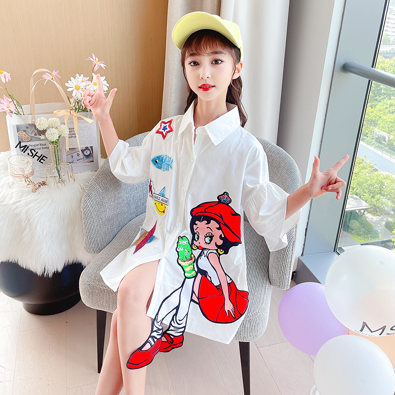新款小女孩超洋气百搭风衬衫裙
