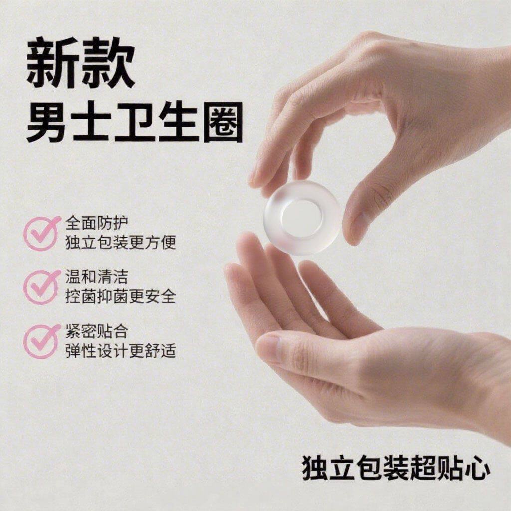新款男士卫生巾私处专用卫生圈硅胶柔软无感佩戴清洁干爽抑菌降敏