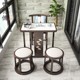阳台茶桌椅组合小桌椅小型茶桌复古岩板小茶台现代简约实木小茶桌