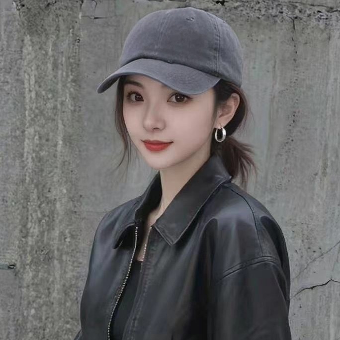 耐看百搭炭灰色水洗软顶棒球帽女春夏纯色简约复古韩版鸭舌帽男潮