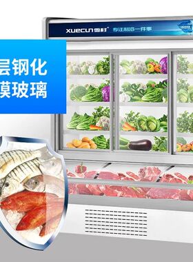 雪村展示柜蔬菜水果冷藏展示柜麻辣烫烧烤串串保鲜柜商用冷冻冰柜