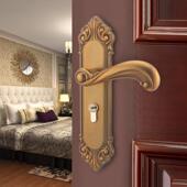 门锁通用型 家用简约象白牙实木房门锁三件套装 欧式 门锁室内卧室