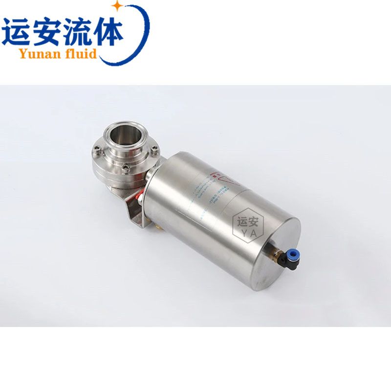 304不锈钢卫生级快装气动粉尘蝶阀卡箍卡盘软密封立式单作用