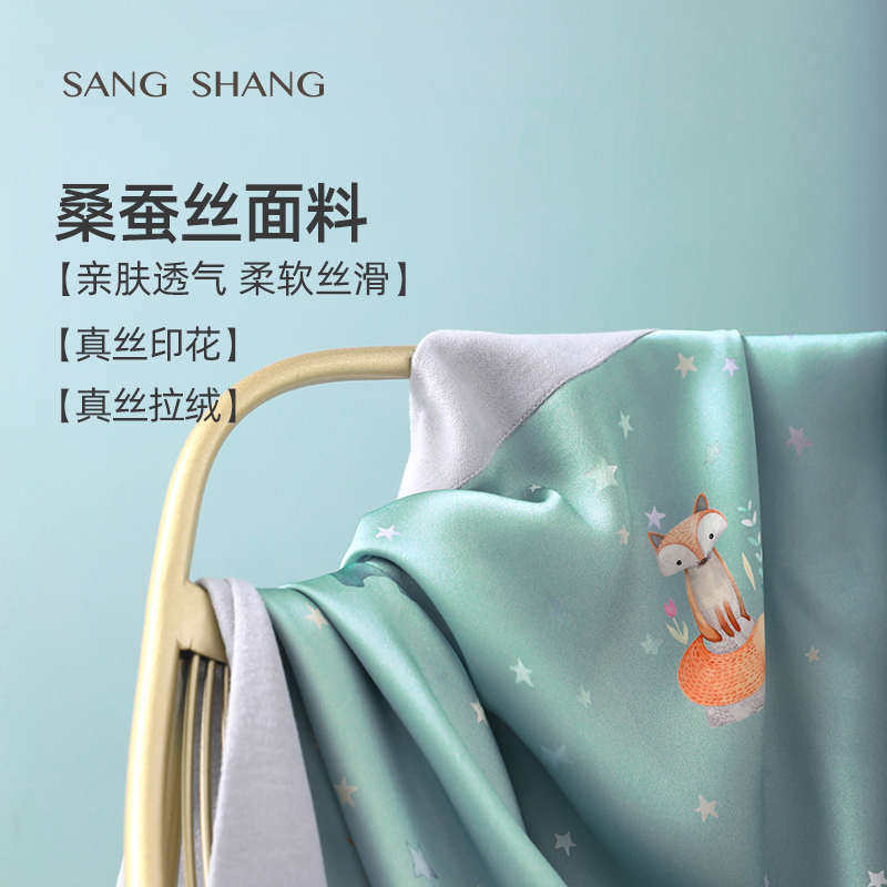 桑尚真丝空调毯办公室午休午睡盖毯薄夏季单人蚕丝拉绒沙发毯子