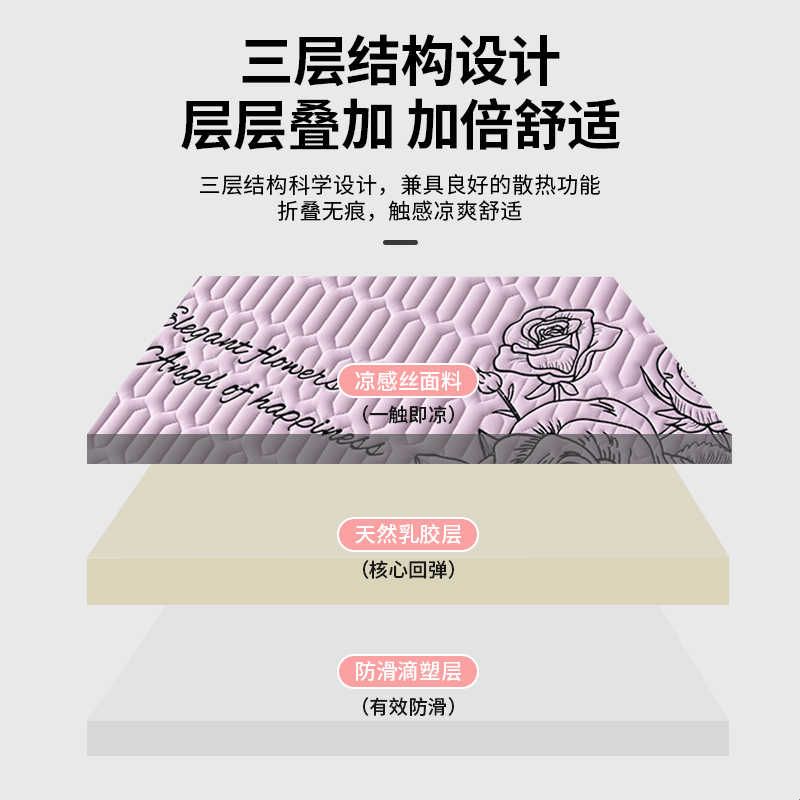 2025新款冰丝乳胶凉席三件套床笠夏天床裙可机洗法式蕾丝花边紫色图片
