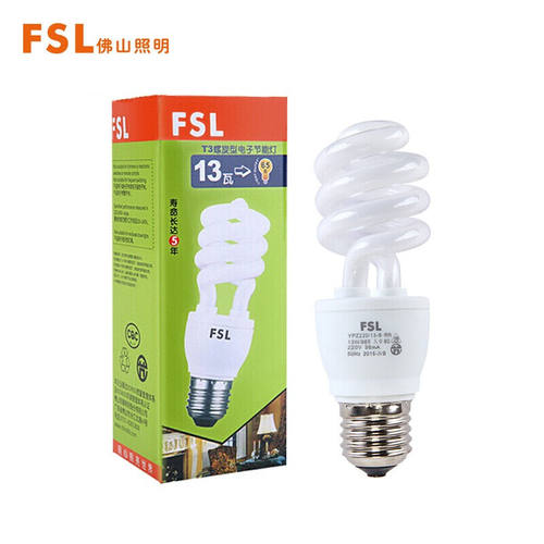 佛山照明（FSL）T3节能灯螺旋型灯泡E27大螺口13W白光单支装（量
