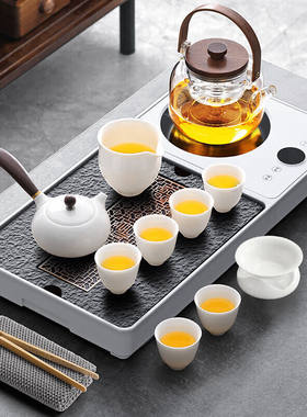 尚言坊茶具整套带茶盘家用小型功夫煮茶烧水一体式茶盘茶台套装