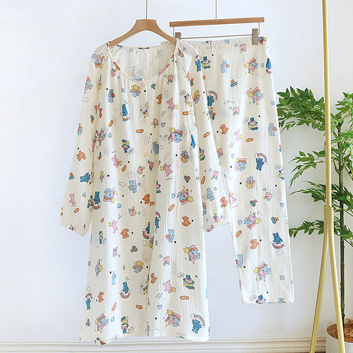 纱布透气吸汗月子服夏季