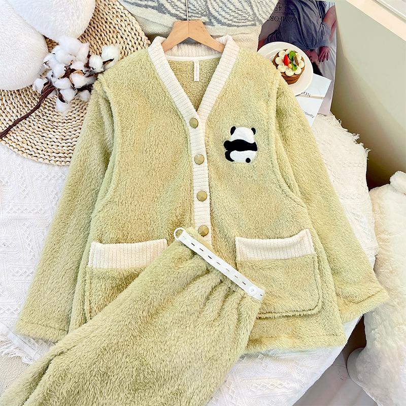 加绒加厚不掉毛珊瑚绒保暖月子服