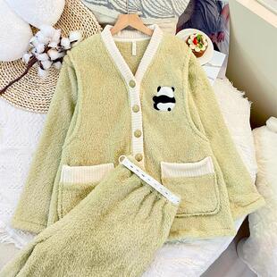 珊瑚绒月子服秋冬款 孕妇哺乳睡衣加厚加绒保暖法兰绒家居产后产妇