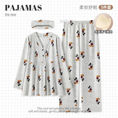 春秋季 卡通带胸垫纯棉月子服产后产妇产前喂奶孕妇哺乳睡衣家居服