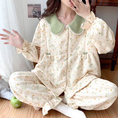 加厚纯棉空气棉秋冬甜美系月子服