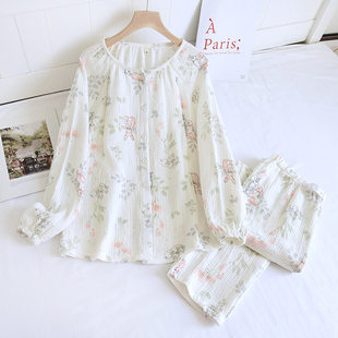 A类月子服春夏季薄款纯棉纱布产后哺乳大码孕妇睡衣怀孕期喂奶衣