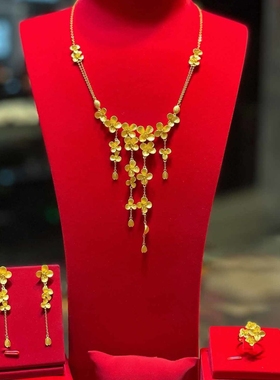 铜镀金繁花似锦项链结婚轻奢气质百搭高级感潮流花朵项饰毛衣链