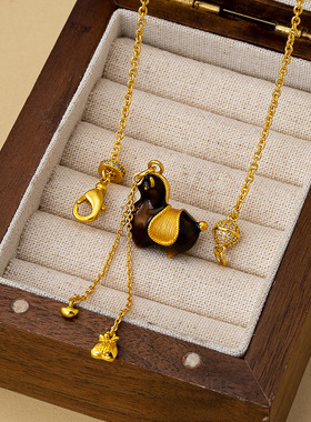 马上有钱唐彩珐琅吊坠锁骨链