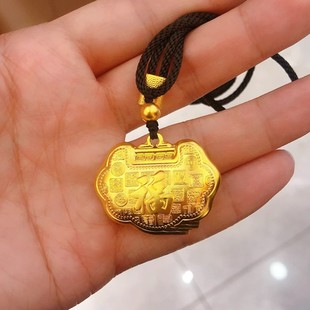 铜镀金古法黄金色如意锁项链宝宝锁长命富贵健康平安锁包满月