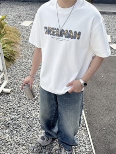 T恤男宽松休闲百搭上衣 复古圆领短袖 2026新款 美式