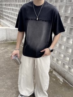 复古水洗做旧高克重短袖 T恤男宽松休闲百搭上衣 美式 2026新款