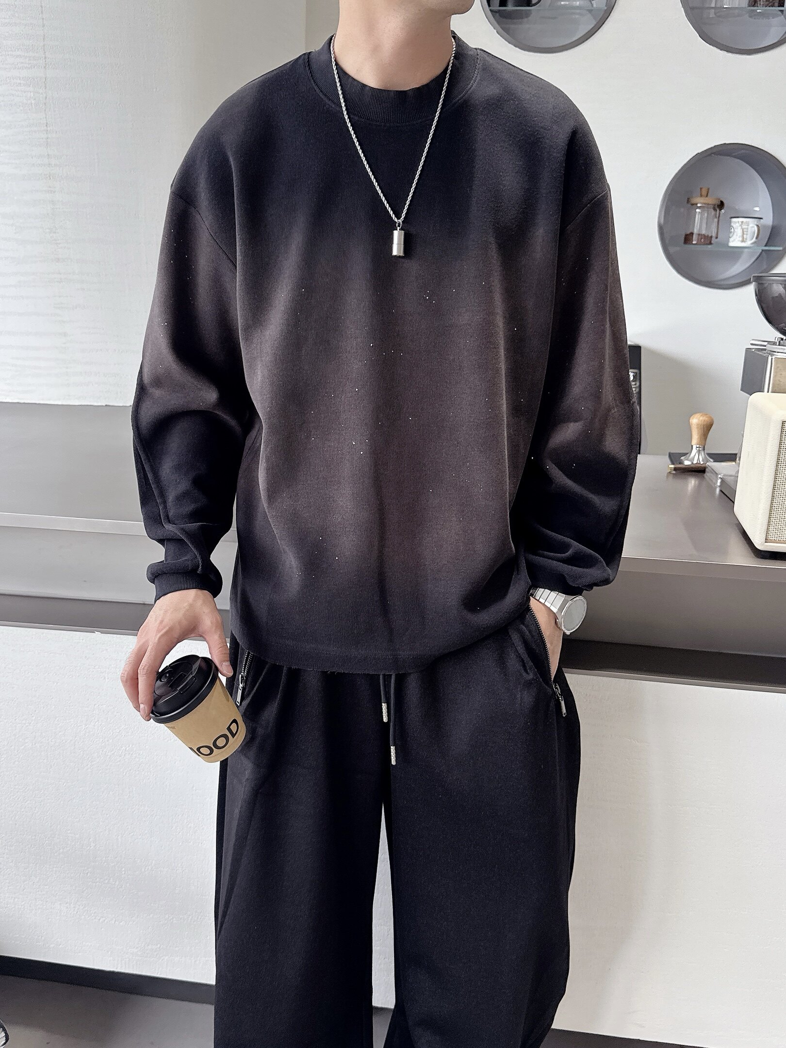 2026新款渐变运动休闲男士韩版圆领卫衣宽松大版