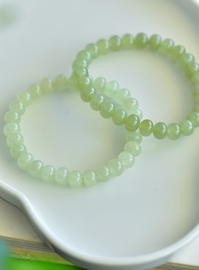 天然和田玉晴水算盘圆珠手链女款玉石手串手饰玉坠挂件