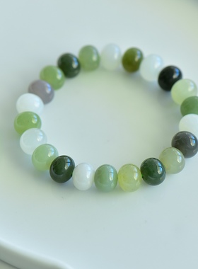 天然和田玉多宝算盘圆珠手串手链女款玉石手串手饰玉坠挂件